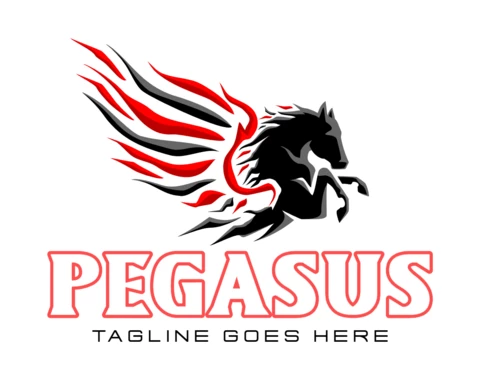 Pegasus alevleri logo tasarım şablonu