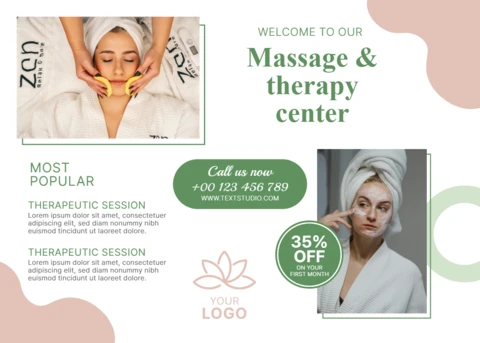 Şık spa terapisi merkezi tasarım şablonu tanıtım broşürleri için