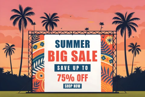 Vibrant Summertime Sale Design Template with Tropical Elements