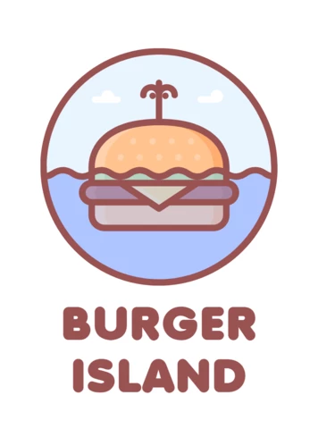 Burger Island Colorful Logo Design Template