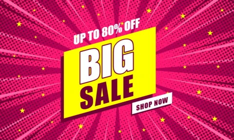 Big sale design editable promotional comic banner