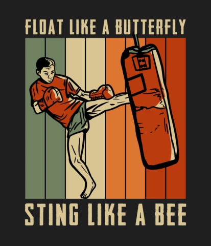 Man Martial Artist Muay Thai Kicking Vintage T-Shirt Design Template