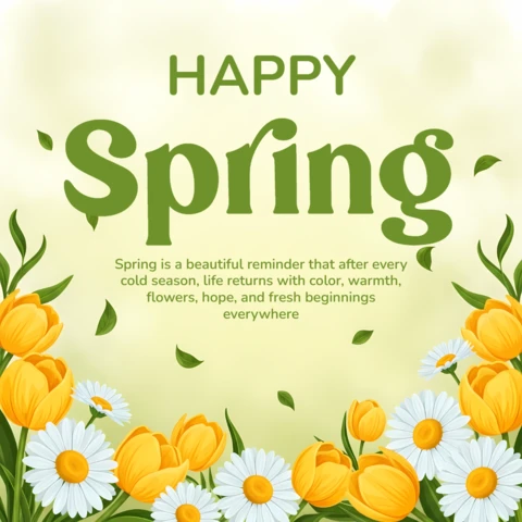Spring Floral Design Template for Greeting Cards