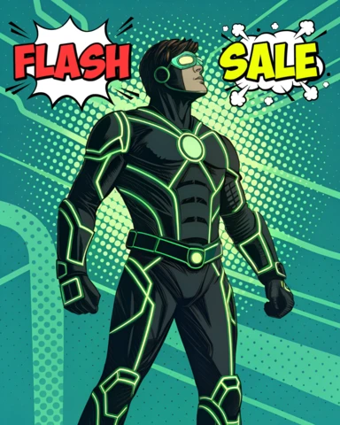 Comic Style Flash Sale Design Template Featuring Superhero Character for Promotional Flyers