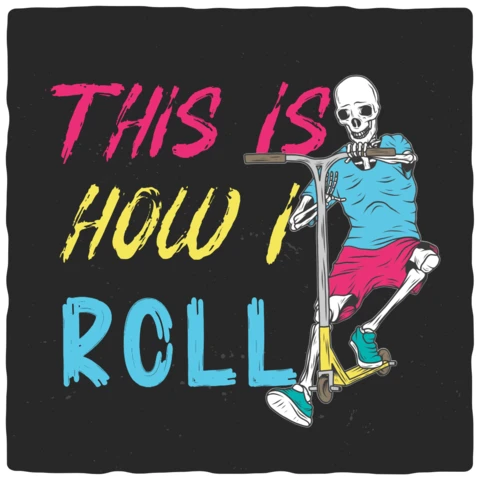 Modèle de t-shirt à roulettes en forme de squelette