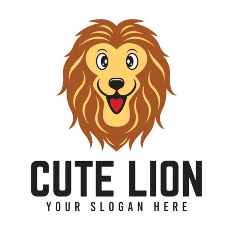 Modello di progettazione del logo del leone carino
