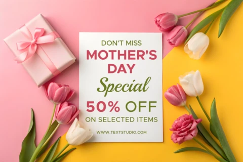Modèle de promotion pour la fête des mères - design floral avec offre de réduction