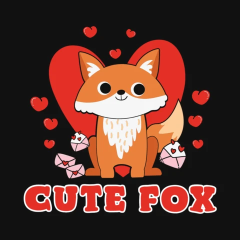 Modèle de t-shirt pour la Saint-Valentin : renard mignon