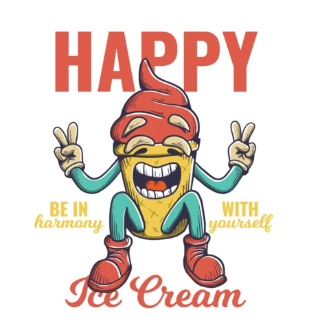 Happy Cartoon Ice Cream T-shirt Template