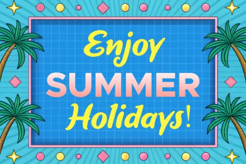 Vibrant Summer Holidays Design Template with Tropical Palm Trees
