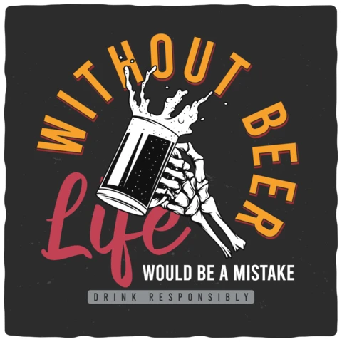 Skeleton Holds A Beer Mug T-shirt Design Template