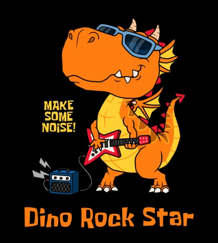 Dino Rock Star Design Template for Kids' Apparel