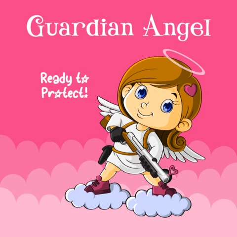 Divertida plantilla de diseño de ángel de la guarda: ¡listo para proteger!