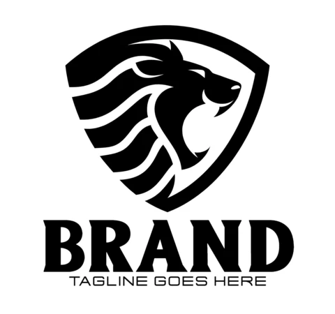 Modèle de logo pour le bouclier du lion