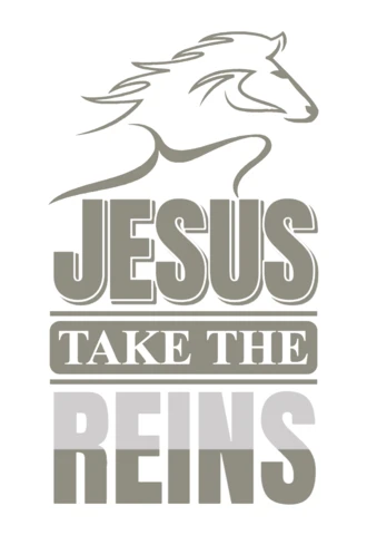 Jésus prend les rênes modèle d'inspiration avec graphique de cheval
