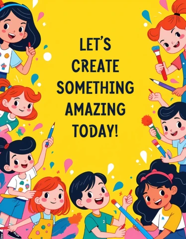 Kids Art Class Poster Template - Creative Painting Workshop for Children