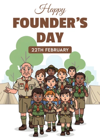 Happy Founder's Day Cartoon Design Template for Event Posters