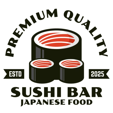 Modèle de logo pour un bar à sushis (nourriture japonaise)
