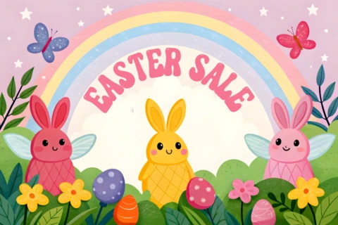 Plantilla de diseño de venta de Pascua caprichosa para promociones festivas