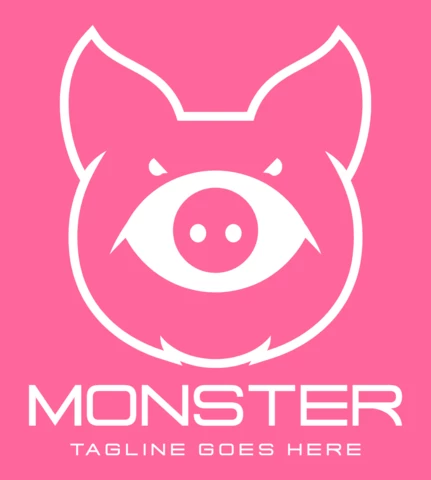 Modelo de design de logotipo de monstro de porco