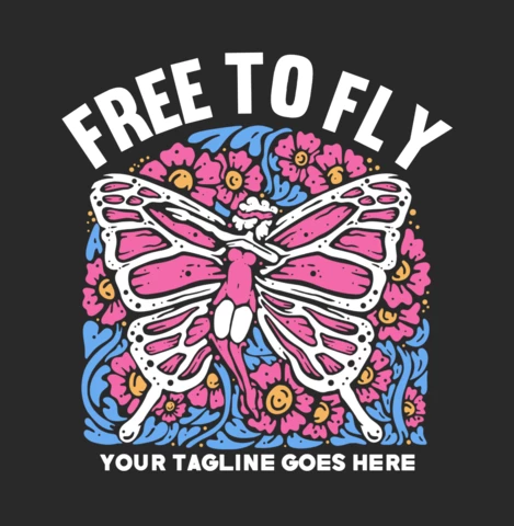 Modèle de conception de t-shirt vintage papillon volant