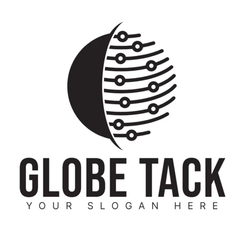 Globe-Tack-Logo-Design-Vorlage schwarz