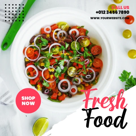 Plantilla de diseño de publicación de Instagram de restaurante de comida fresca