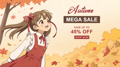 Autumn Anime Character Design Template for Promotional Flyers