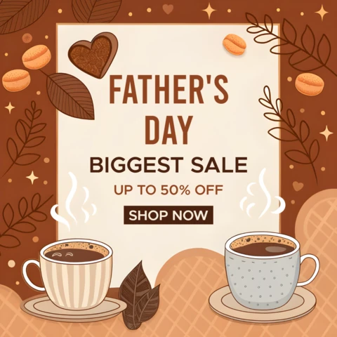 Father's Day Sale Template - Cozy Coffee Shop Design for Promotions