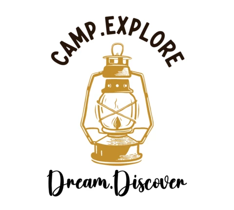 Design de modelo de logotipo do Camp explore dream discover