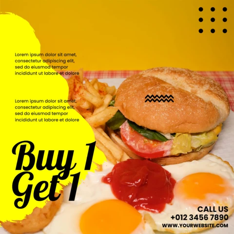Yellow Bright Textured Promotional Social Media Post Design Template