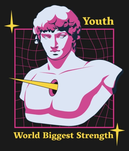 Plantilla de diseño de fuerza juvenil retro para prendas de vestir