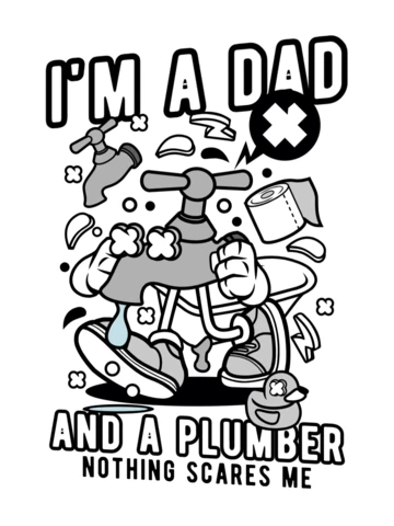 Sono un papà e un idraulico, niente mi spaventa, modello di design per t-shirt