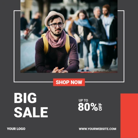 Grey And Red Article Social Media Post Design Template