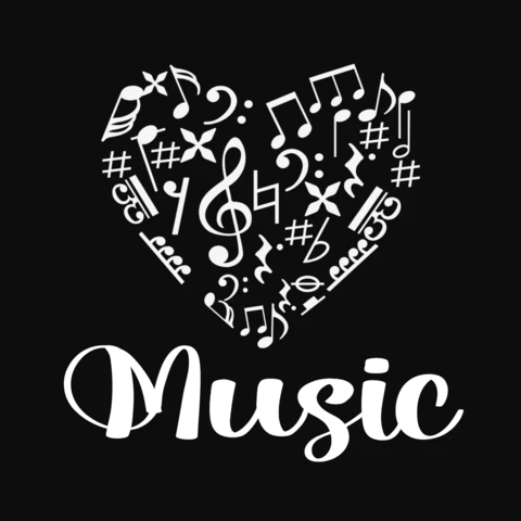Heart Shaped Music Notes T-Shirt Design Template