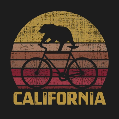 Bear Cycling In California Vintage T-shirt Template