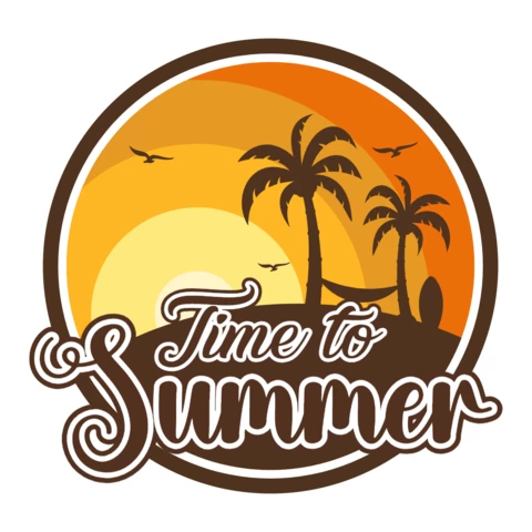 Time to summer plantilla de diseño de logotipo de verano