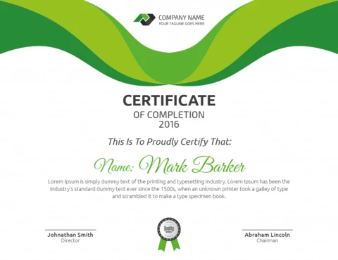 Modern Abstract Certificate Of Completion Post Design Template