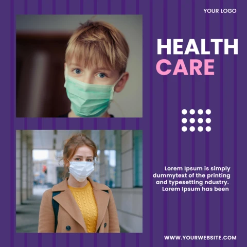 Eenvoudige paarse reclame social media post ontwerpsjabloon