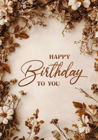 Rustikale getrocknete Blumen alles Gute zum Geburtstag Kartenvorlage