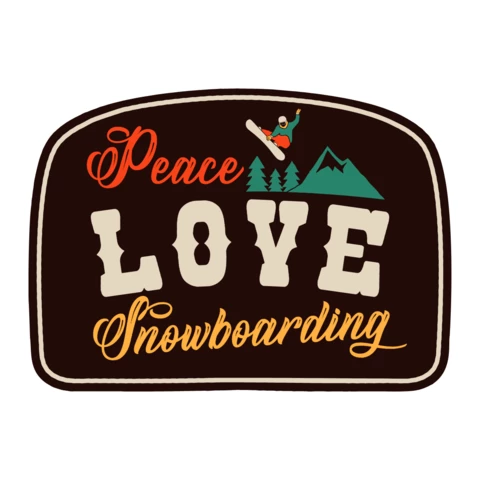 Modèle de badge Peace love snowboarding