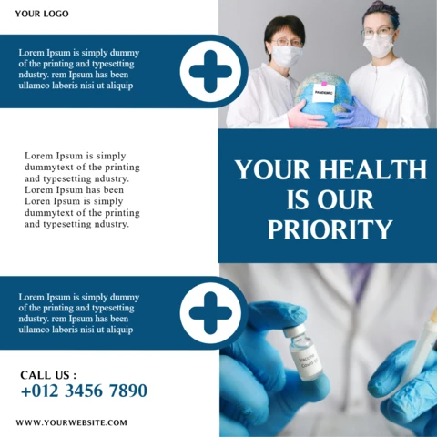 Plantilla de diseño para publicación en redes sociales de promoción de atención médica