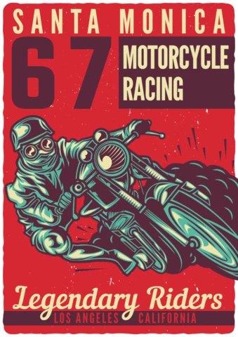 Vintage Biker Racing Poster Design Template