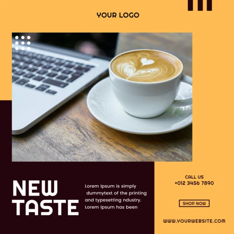 New Taste Coffee Social Media Poster Design Template