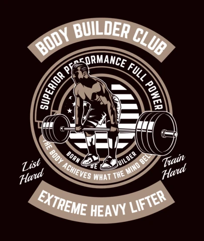 Bodybuilder Club Retro T-Shirt Design Template