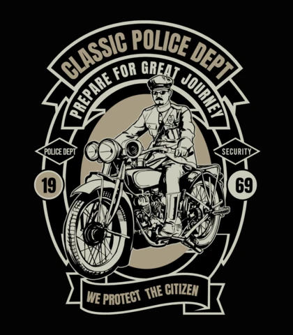 Modèle de t-shirt de l'homme policier à vélo