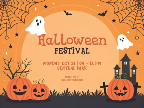 Plantilla de diseño de festival de Halloween editable con fantasmas y calabazas para volantes