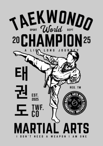 Taekwondo World Champion Martial Arts T-shirt Design Template