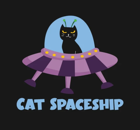 Alien Cat In Spaceship T-Shirt Design Template