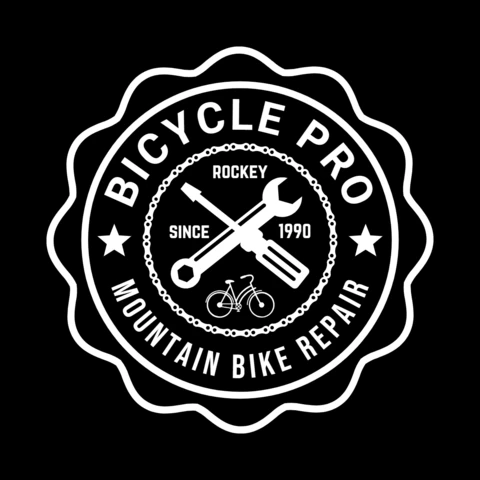 Mountain Bicycle Bike Repair Service Shop Logo Design Template